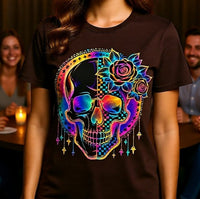 Load image into Gallery viewer, Dreamcatcher Sugar Skull Shirt - Retro Checkerboard Graphic Tee - 90s Unisex Day of the Dead T-Shirt - Back to School Alt Streetwear