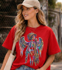 Load image into Gallery viewer, Goth Angel Skeleton Shirt - Neon Winged Sugar Skull Tee - Retro Unisex Streetwear T-Shirt - Back to School Alt Whimsigoth Top