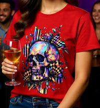Load image into Gallery viewer, Holographic Crystal Skull Shirt - Abstract Geometric Graphic Tee - Vintage Unisex Halloween T-Shirt - Back to School Gorpcore Streetwear