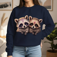 Load image into Gallery viewer, Sugar Skull Raccoons Sweatshirt, Cute Halloween Crewneck, Day of the Dead, Animal Lovers Gift, Pullover