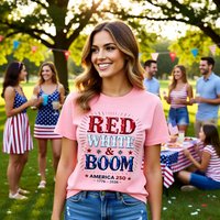 Load image into Gallery viewer, "Red White &amp; Boom" America 250 Patriotic Tee (1776–2026)