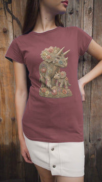 Load and play video in Gallery viewer, Triceratops Shirt, Dinosaur Mom and Baby Tee, Floral Dino T Shirt, Prehistoric Animal Shirt, Dinosaur Lover Gift, Cute Jurassic Apparel