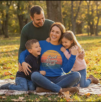 Load and play video in Gallery viewer, Cool Moms Club Sweatshirt – Vintage Sunset Crewneck for Moms
