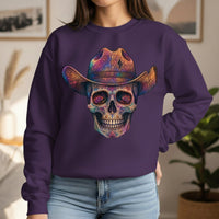 Load image into Gallery viewer, Colorful Cowboy Skull Sweatshirt | Neon Western Skull Crewneck