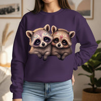Load image into Gallery viewer, Sugar Skull Raccoons Sweatshirt, Cute Halloween Crewneck, Day of the Dead, Animal Lovers Gift, Pullover