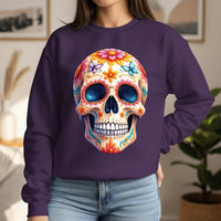Load image into Gallery viewer, Floral Sugar Skull Sweatshirt, Butterfly Calavera Crewneck, Day of the Dead, Colorful Halloween Graphic Tee, Dia de los Muertos Gift