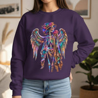 Load image into Gallery viewer, Angel Skeleton Sweatshirt, La Catrina, Day of the Dead, Psychedelic Goth Graphic Tee, Spooky Angelic Skull Gift