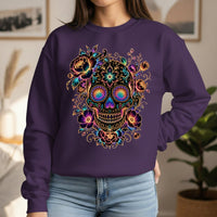 Load image into Gallery viewer, Colorful Sugar Skull Crewneck Sweatshirt | Floral Day of the Dead