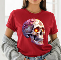Load image into Gallery viewer, Floral Sugar Skull, Day of the Dead Tee, Gothic Flower Skull Shirt, Calavera Halloween Tshirt, Edgy Boho Skull Graphic Tee