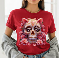 Load image into Gallery viewer, Floral Raccoon Sugar Skull T-Shirt, Day of the Dead Calavera Shirt, Cute Halloween Tee