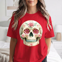Load image into Gallery viewer, Floral Sugar Skull T-Shirt, Day of the Dead Shirt, Colorful Calavera Tee, Mexican Halloween Shirt