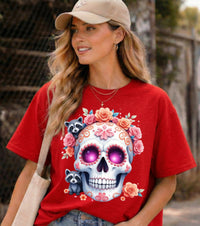 Load image into Gallery viewer, Day of the Dead Raccoon Design - Sugar Skull - Dios De Muertos