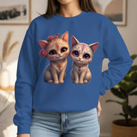 Load image into Gallery viewer, Sugar Skull Kittens, Day of the Dead, Cute Halloween Pullover, Whimsical Cat Lover Gift, Dia de los Muertos Graphic Tee
