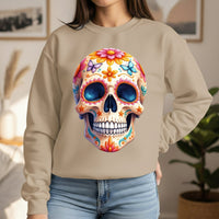 Load image into Gallery viewer, Floral Sugar Skull Sweatshirt, Butterfly Calavera Crewneck, Day of the Dead, Colorful Halloween Graphic Tee, Dia de los Muertos Gift