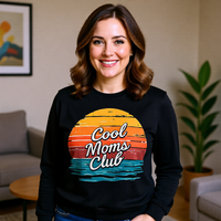 Load image into Gallery viewer, Cool Moms Club Sweatshirt – Vintage Sunset Crewneck for Moms
