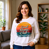 Load image into Gallery viewer, Cool Moms Club Sweatshirt – Vintage Sunset Crewneck for Moms