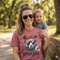 Load image into Gallery viewer, Mama Bear Graphic T-Shirt — Retro Bandana Bear Mom Tee