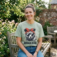 Load image into Gallery viewer, Mama Bear Graphic T-Shirt — Retro Bandana Bear Mom Tee