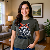Load image into Gallery viewer, Mama Bear Graphic T-Shirt — Retro Bandana Bear Mom Tee