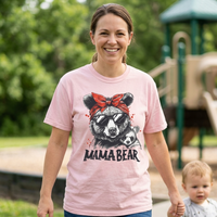 Load image into Gallery viewer, Mama Bear Graphic T-Shirt — Retro Bandana Bear Mom Tee