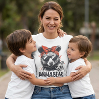Load image into Gallery viewer, Mama Bear Graphic T-Shirt — Retro Bandana Bear Mom Tee