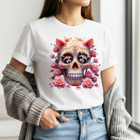 Load image into Gallery viewer, Floral Raccoon Sugar Skull T-Shirt, Day of the Dead Calavera Shirt, Cute Halloween Tee