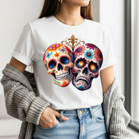 Load image into Gallery viewer, Triumph and Tragedy Sugar Skulls - Day of the Dead Floral Skull Tee