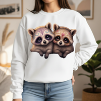 Load image into Gallery viewer, Sugar Skull Raccoons Sweatshirt, Cute Halloween Crewneck, Day of the Dead, Animal Lovers Gift, Pullover